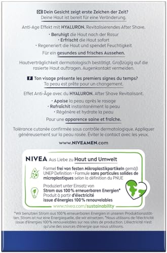 NIVEA MEN Anti-Age Hyaluron After Shave Balsam, erfrischendes After Shave für Männer mit Hyaluron für 24h Feuchtigkeit, beruhigende Gesichtspflege nach der Rasur (100 ml)