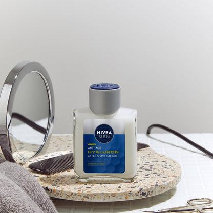 NIVEA MEN Anti-Age Hyaluron After Shave Balsam, erfrischendes After Shave für Männer mit Hyaluron für 24h Feuchtigkeit, beruhigende Gesichtspflege nach der Rasur (100 ml)