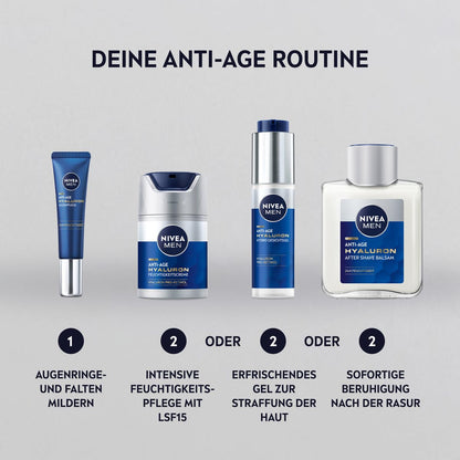 NIVEA MEN Anti-Age Hyaluron After Shave Balsam, erfrischendes After Shave für Männer mit Hyaluron für 24h Feuchtigkeit, beruhigende Gesichtspflege nach der Rasur (100 ml)