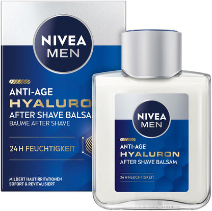 NIVEA MEN Anti-Age Hyaluron After Shave Balsam, erfrischendes After Shave für Männer mit Hyaluron für 24h Feuchtigkeit, beruhigende Gesichtspflege nach der Rasur (100 ml)