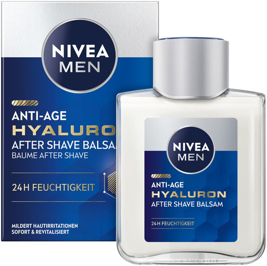 NIVEA MEN Anti-Age Hyaluron After Shave Balsam, erfrischendes After Shave für Männer mit Hyaluron für 24h Feuchtigkeit, beruhigende Gesichtspflege nach der Rasur (100 ml)