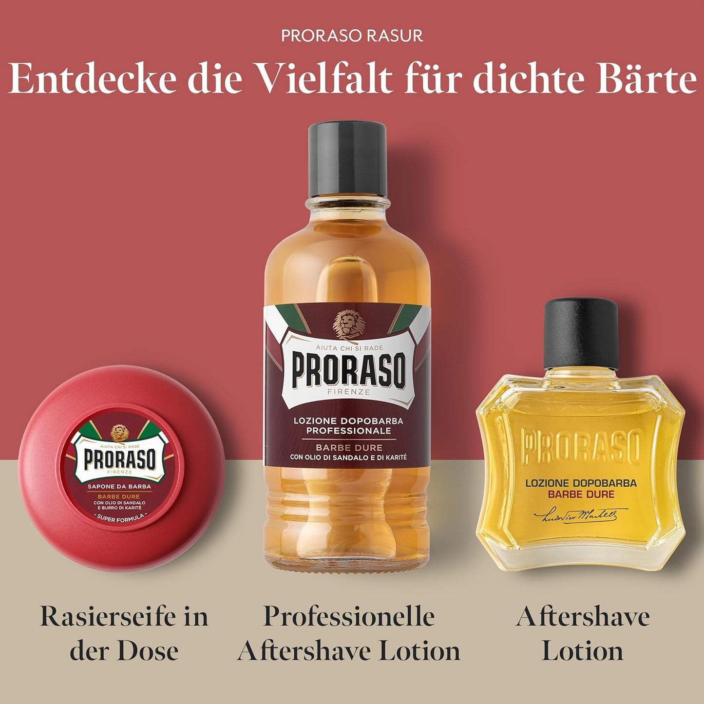 Proraso After Shave Lotion Nourishing, 100 ml, Aftershave für Männer mit Sandelholz & Shea-Öl spendet Feuchtigkeit und stellt den Hautkomfort wieder her, Made in Italy