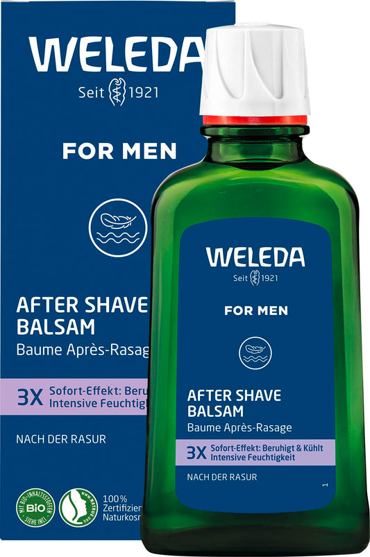 WELEDA Bio FOR MEN After Shave Balsam, erfrischendes Naturkosmetik Balsam zur Pflege und Beruhigung der Haut nach der Rasur, Lotion für reichhaltige Pflege und Schutz vor dem Austrocknen (1 x 100 ml)