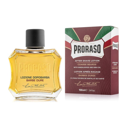 Proraso After Shave Lotion Nourishing, 100 ml, Aftershave für Männer mit Sandelholz & Shea-Öl spendet Feuchtigkeit und stellt den Hautkomfort wieder her, Made in Italy